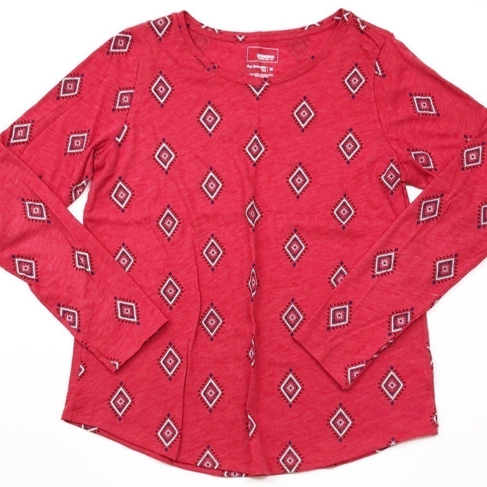 Sonoma red paisley print long sleeve top